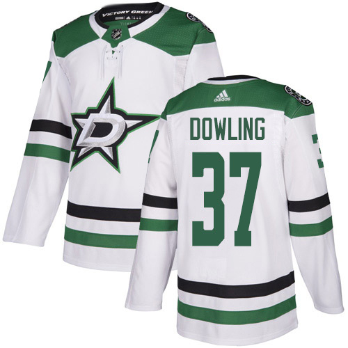Adidas Men Dallas Stars 37 Justin Dowling White Road Authentic Stitched NHL Jersey